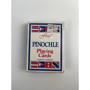 Vintage Pinochle Playing Card Deck HOYLE Flag Plastic Coated Playing‎ Cards